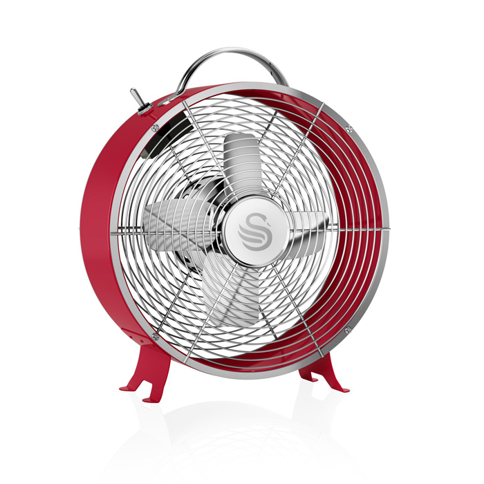 Swan retro tafelventilator 8 inch rood