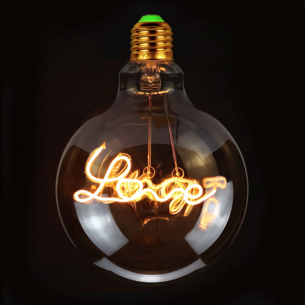 Azië hervorming streep Vintage Gloeilamp | LED-Lamp Love | Grote Fitting E27 | 4W