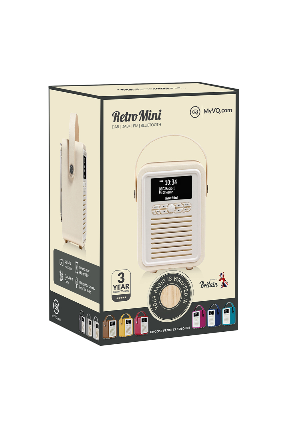 VQ Oak Retro mini radio met bluetooth