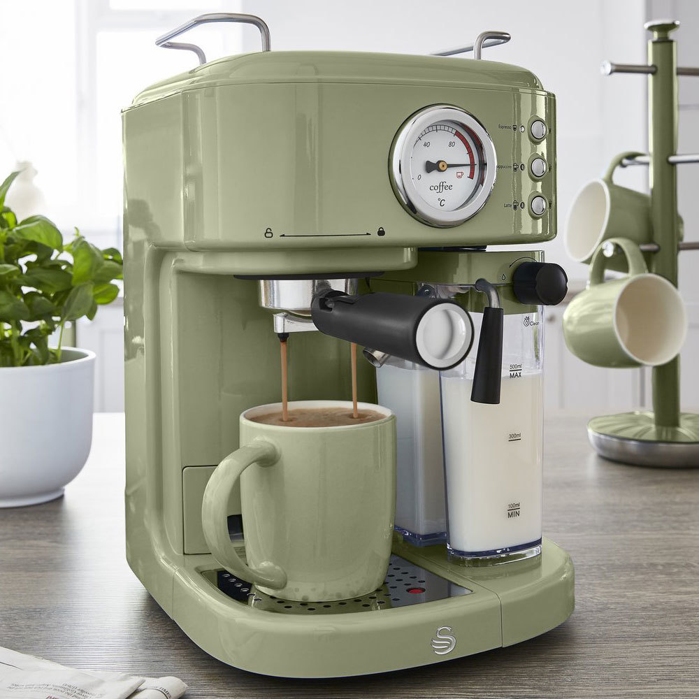 Zakje Herhaal beetje Semi-automatische one-touch retro espressomachine van Swan