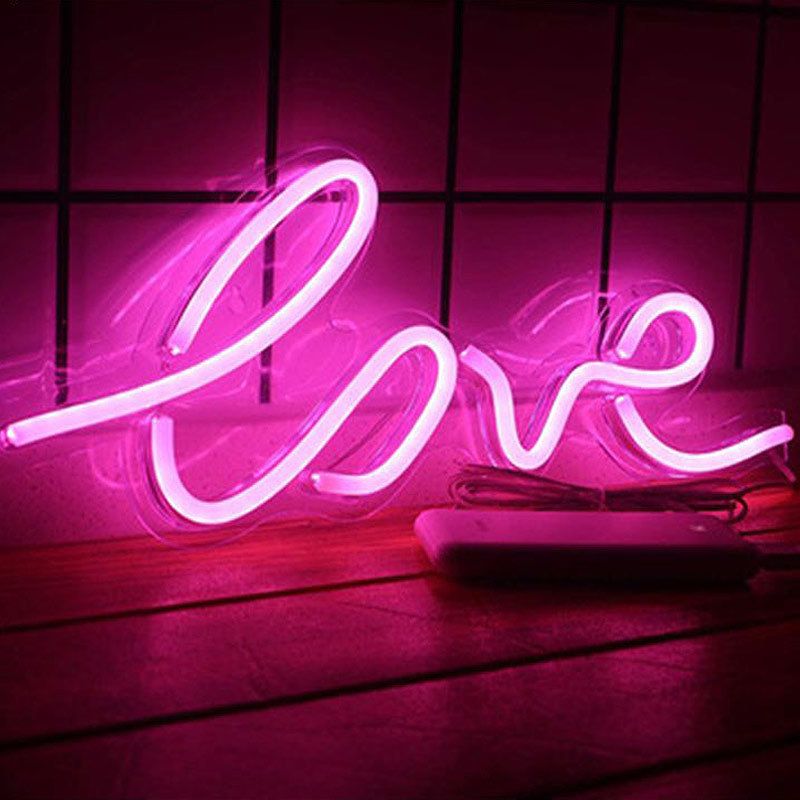 Love Neon Bord Met Usb Kabel Rode Verlichting