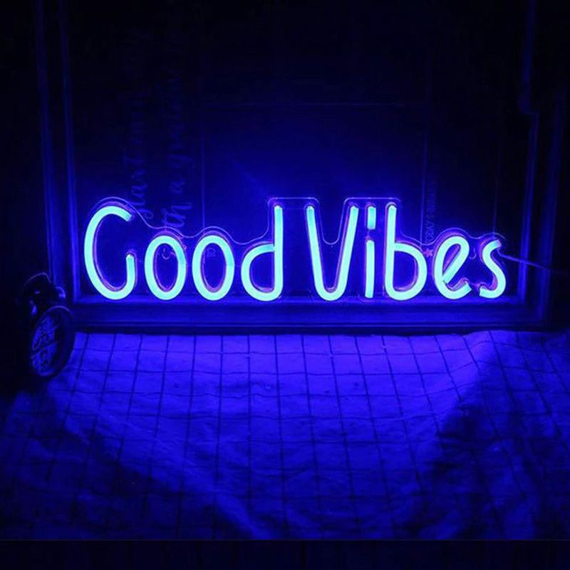 Good Vibes Neon Bord Met Usb Kabel Blauwe Verlichting